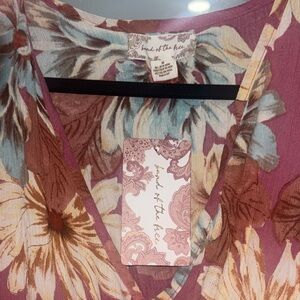 Band of the Free Floral V-Neck Dress  in Purple and Brown